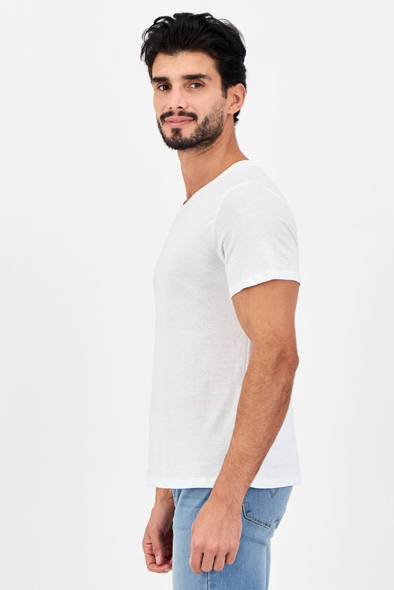 Frye Men 4 Pieces Crew Neck Brand Logo Short Sleeve T-Shirt, White - Image 3